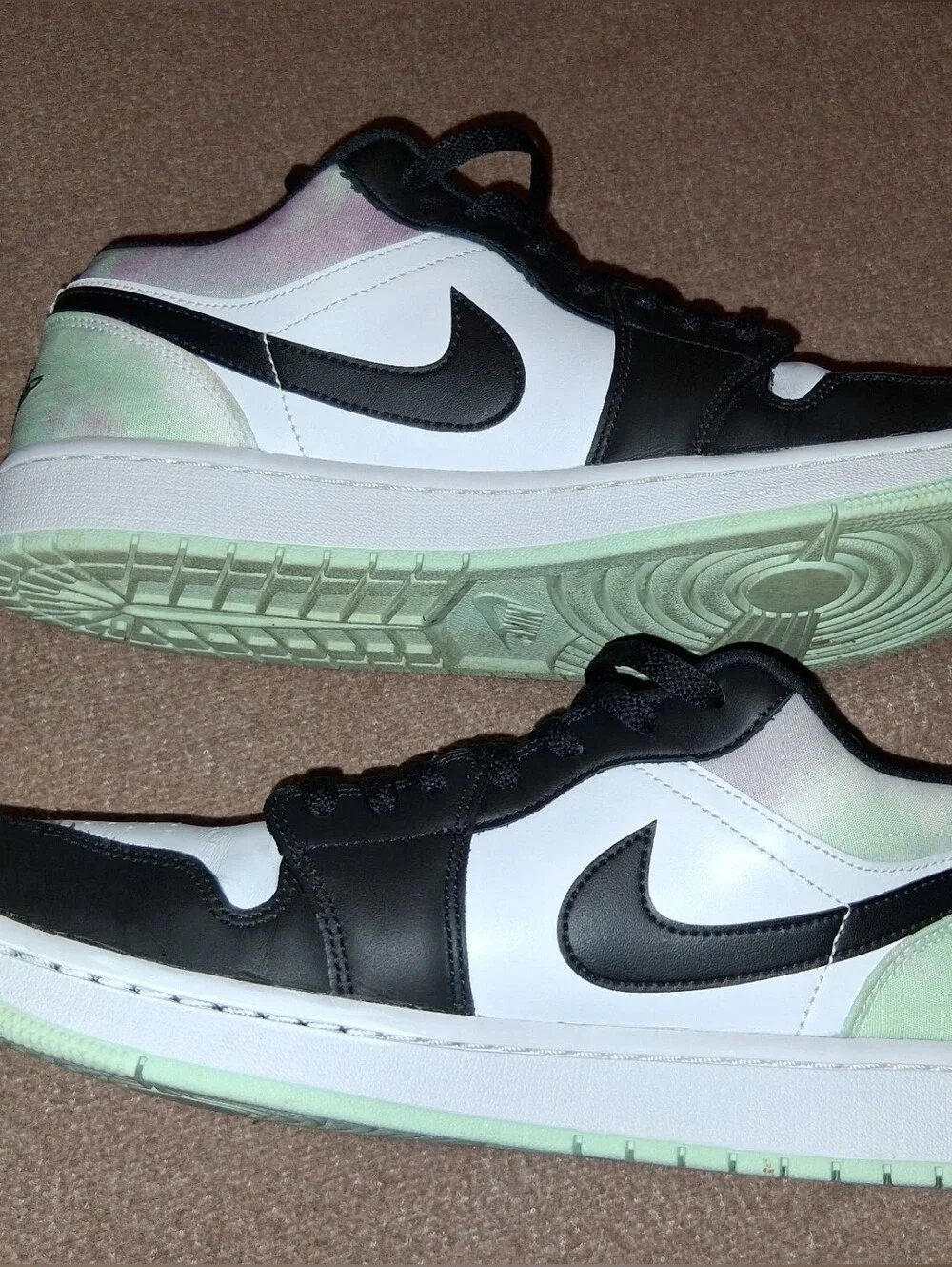 Men'sNike Black And White Tye Dye Low-Top Sneakers Size 12